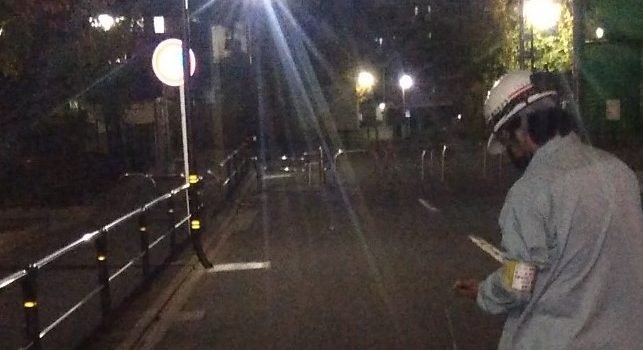街路灯照明工事　夜間照度測定を行いました。